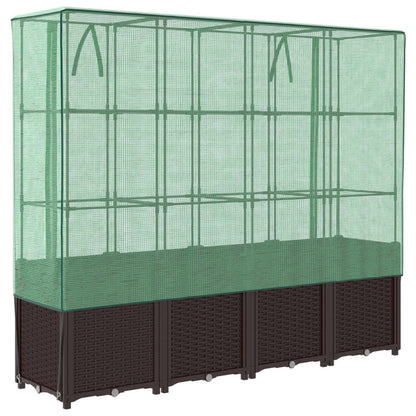 vidaXL Hochbeet mit Gewächshaus-Aufsatz Rattan-Optik 160x40x153 cm