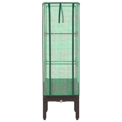 vidaXL Hochbeet mit Gewächshaus-Aufsatz Rattan-Optik 40x40x140 cm