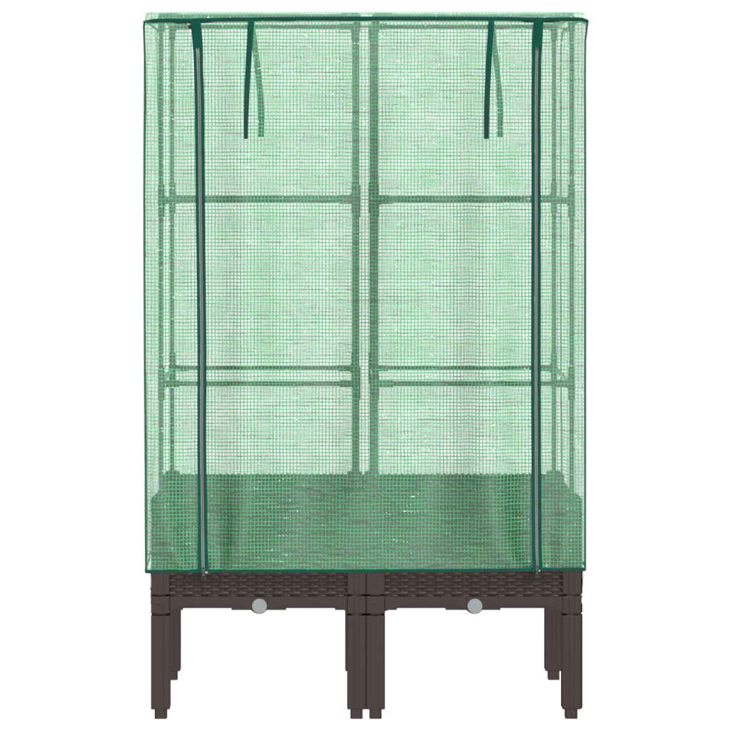 vidaXL Hochbeet mit Gewächshaus-Aufsatz Rattan-Optik 80x40x140 cm