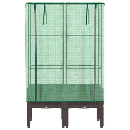 vidaXL Hochbeet mit Gewächshaus-Aufsatz Rattan-Optik 80x40x140 cm