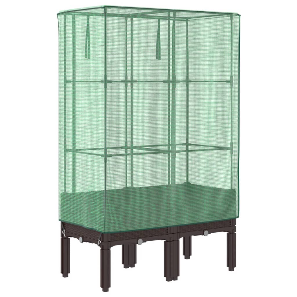 vidaXL Hochbeet mit Gewächshaus-Aufsatz Rattan-Optik 80x40x140 cm