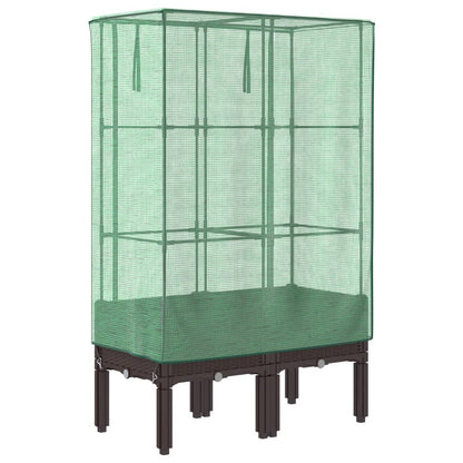 vidaXL Hochbeet mit Gewächshaus-Aufsatz Rattan-Optik 80x40x140 cm