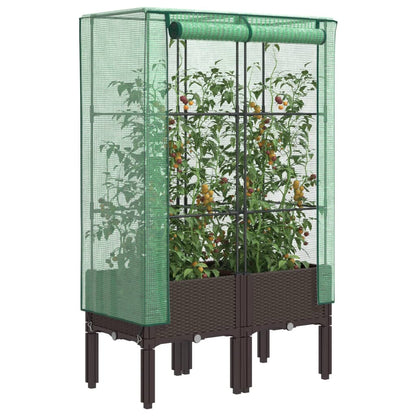 vidaXL Hochbeet mit Gewächshaus-Aufsatz Rattan-Optik 80x40x140 cm