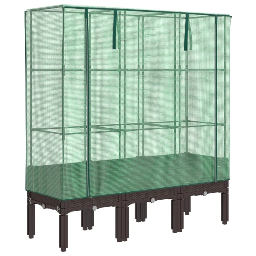 vidaXL Hochbeet mit Gewächshaus-Aufsatz Rattan-Optik 120x40x140 cm