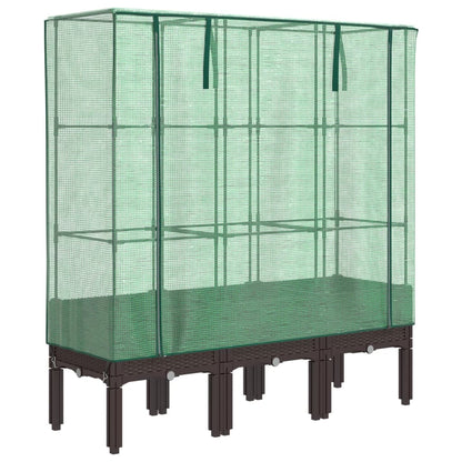 vidaXL Hochbeet mit Gewächshaus-Aufsatz Rattan-Optik 120x40x140 cm
