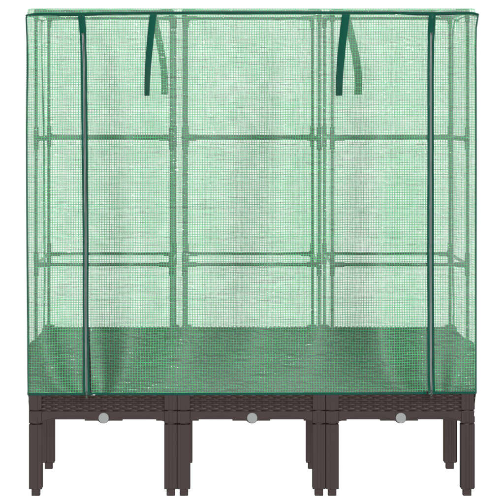 vidaXL Hochbeet mit Gewächshaus-Aufsatz Rattan-Optik 120x40x140 cm