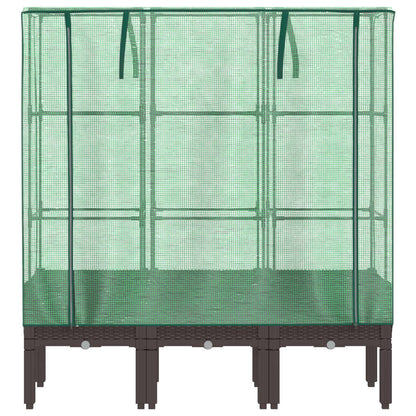 vidaXL Hochbeet mit Gewächshaus-Aufsatz Rattan-Optik 120x40x140 cm