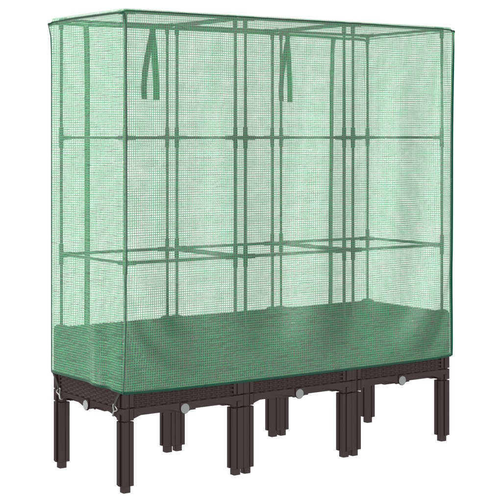 vidaXL Hochbeet mit Gewächshaus-Aufsatz Rattan-Optik 120x40x140 cm