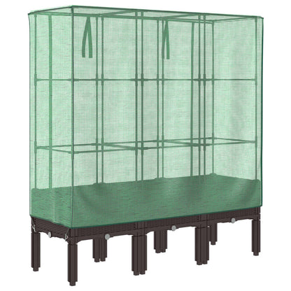 vidaXL Hochbeet mit Gewächshaus-Aufsatz Rattan-Optik 120x40x140 cm