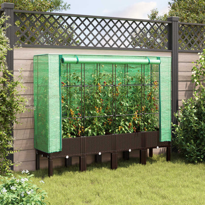 vidaXL Potager surélevé avec châssis Rattan-Optik 160x40x140 cm