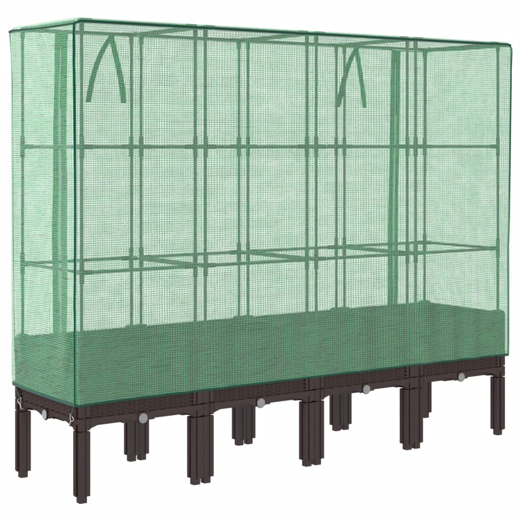 vidaXL Potager surélevé avec châssis Rattan-Optik 160x40x140 cm