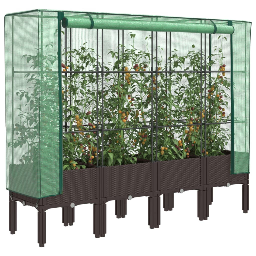 vidaXL Potager surélevé avec châssis Rattan-Optik 160x40x140 cm