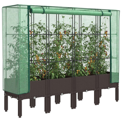 vidaXL Potager surélevé avec châssis Rattan-Optik 160x40x140 cm