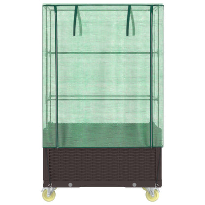 vidaXL Hochbeet mit Aufsatz und Rollen Rattan-Optik 80x50x182 cm