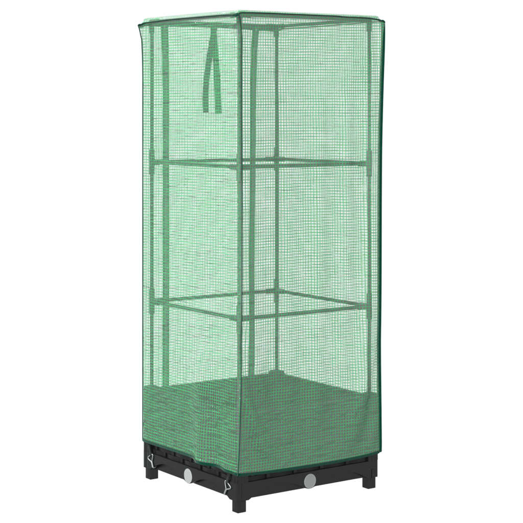vidaXL Hochbeet mit Gewächshaus-Aufsatz Rattan-Optik 40x40x123 cm