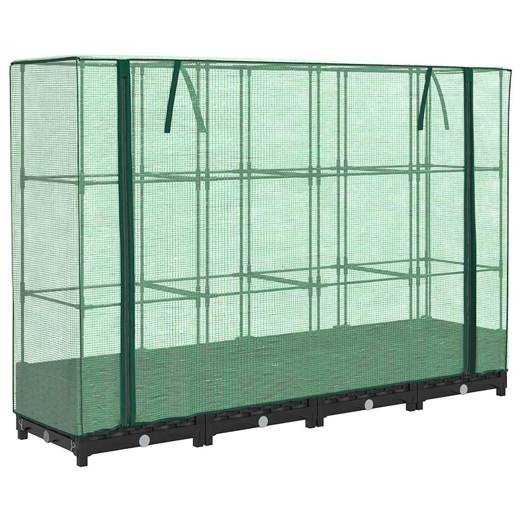 vidaXL Hochbeet mit Gewächshausabdeckung Rattanoptik 160x40x123 cm