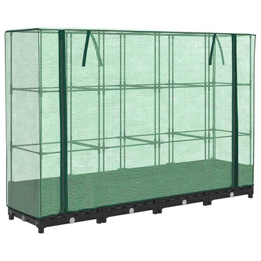 vidaXL Hochbeet mit Gewächshausabdeckung Rattanoptik 160x40x123 cm