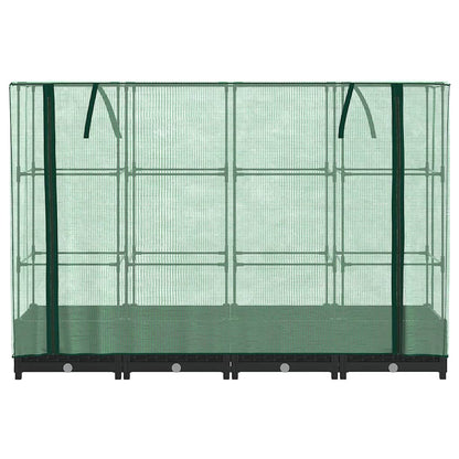vidaXL Hochbeet mit Gewächshausabdeckung Rattanoptik 160x40x123 cm