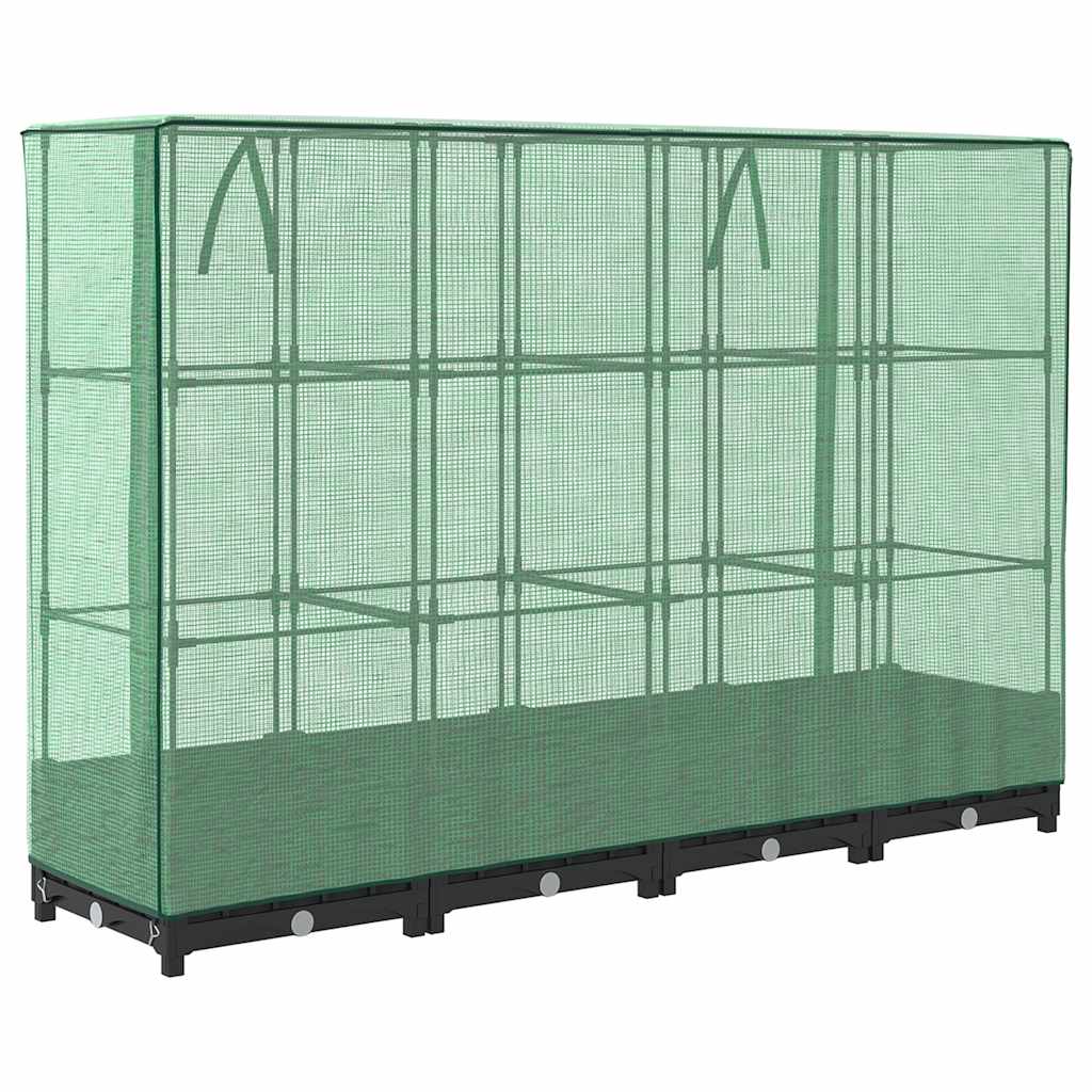 vidaXL Hochbeet mit Gewächshausabdeckung Rattanoptik 160x40x123 cm