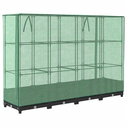 vidaXL Hochbeet mit Gewächshausabdeckung Rattanoptik 160x40x123 cm