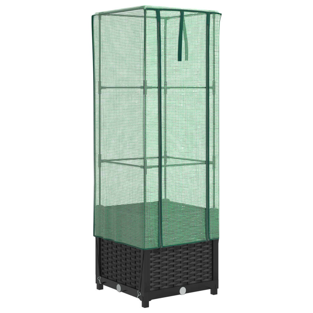 vidaXL Jardinière surélevée avec serre en résine tressée 40x40x139 cm