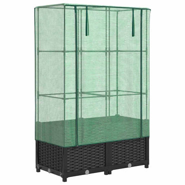 vidaXL Hochbeet mit Gewächshaus-Aufsatz Rattan-Optik 80x40x138 cm