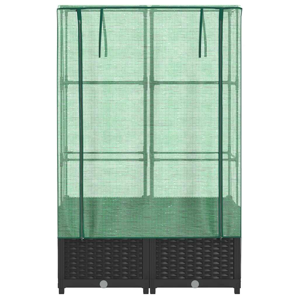 vidaXL Hochbeet mit Gewächshaus-Aufsatz Rattan-Optik 80x40x138 cm