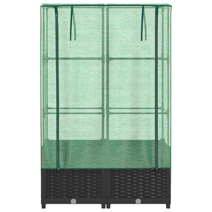 vidaXL Hochbeet mit Gewächshaus-Aufsatz Rattan-Optik 80x40x138 cm