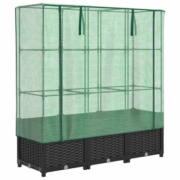 vidaXL Hochbeet mit Gewächshaus-Aufsatz Rattan-Optik 120x40x138 cm