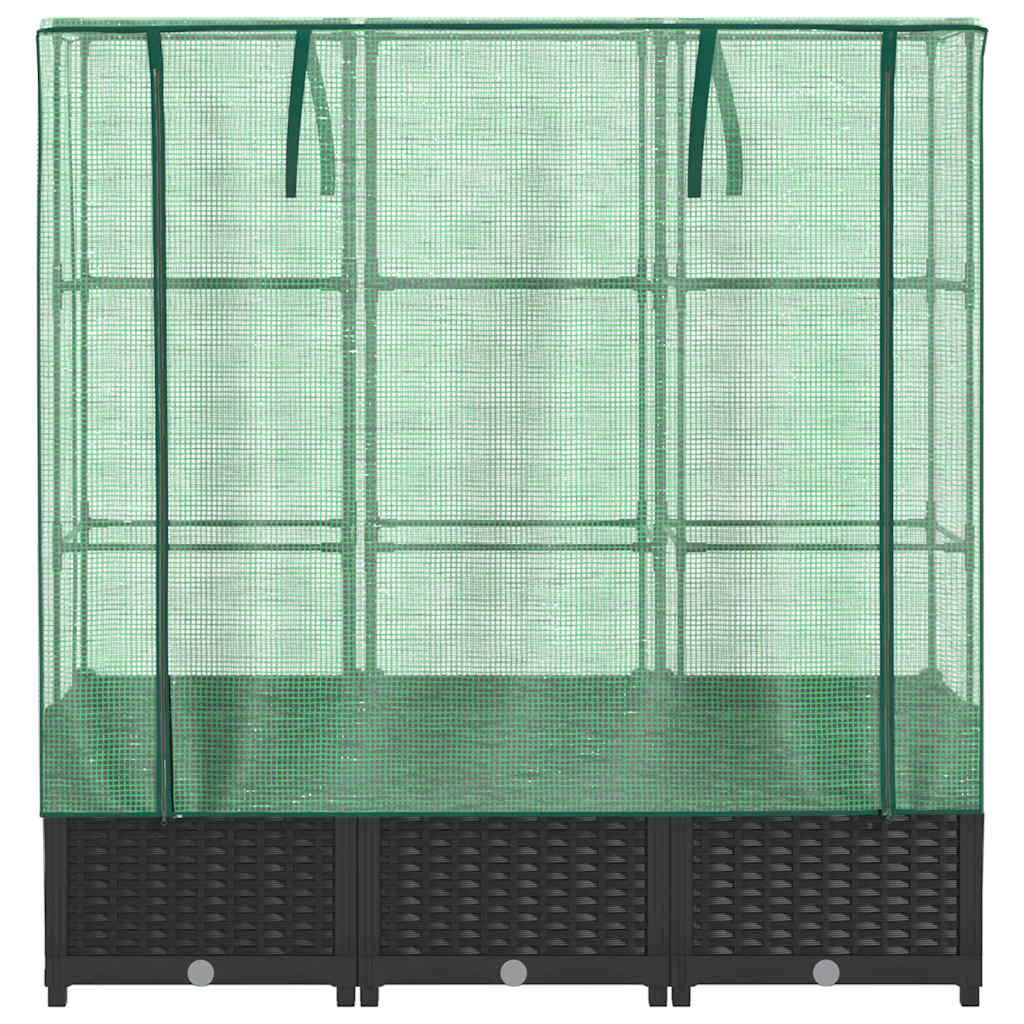 vidaXL Hochbeet mit Gewächshaus-Aufsatz Rattan-Optik 120x40x138 cm