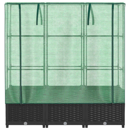 vidaXL Hochbeet mit Gewächshaus-Aufsatz Rattan-Optik 120x40x138 cm