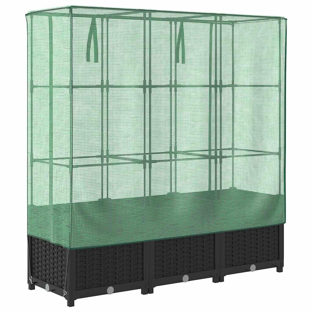 vidaXL Hochbeet mit Gewächshaus-Aufsatz Rattan-Optik 120x40x138 cm