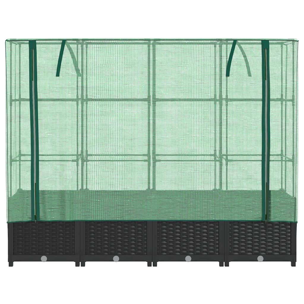 vidaXL Hochbeet mit Gewächshausabdeckung Rattanoptik 160x40x138 cm