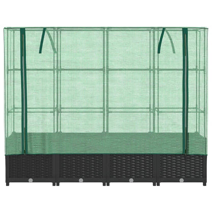 vidaXL Hochbeet mit Gewächshausabdeckung Rattanoptik 160x40x138 cm