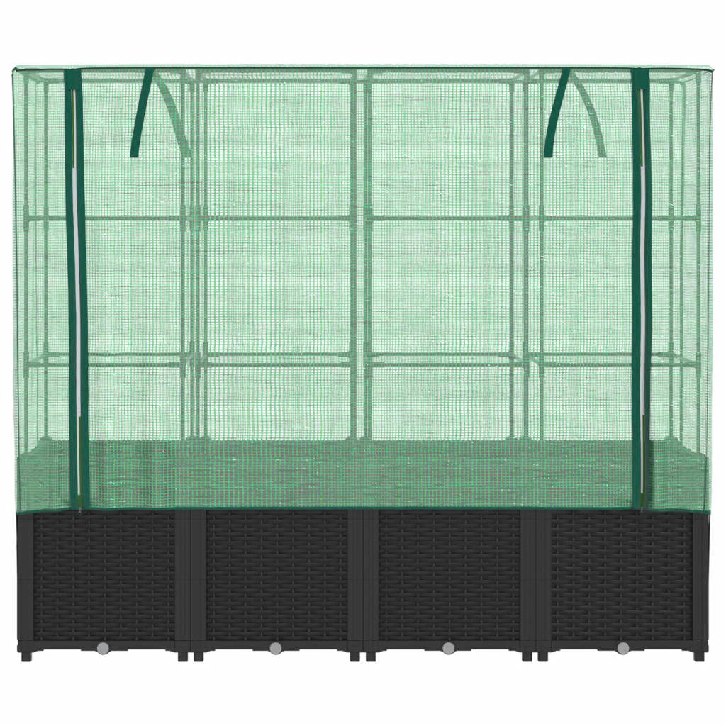 vidaXL Hochbeet mit Gewächshausabdeckung Rattanoptik 160x40x153 cm