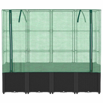 vidaXL Hochbeet mit Gewächshausabdeckung Rattanoptik 160x40x153 cm