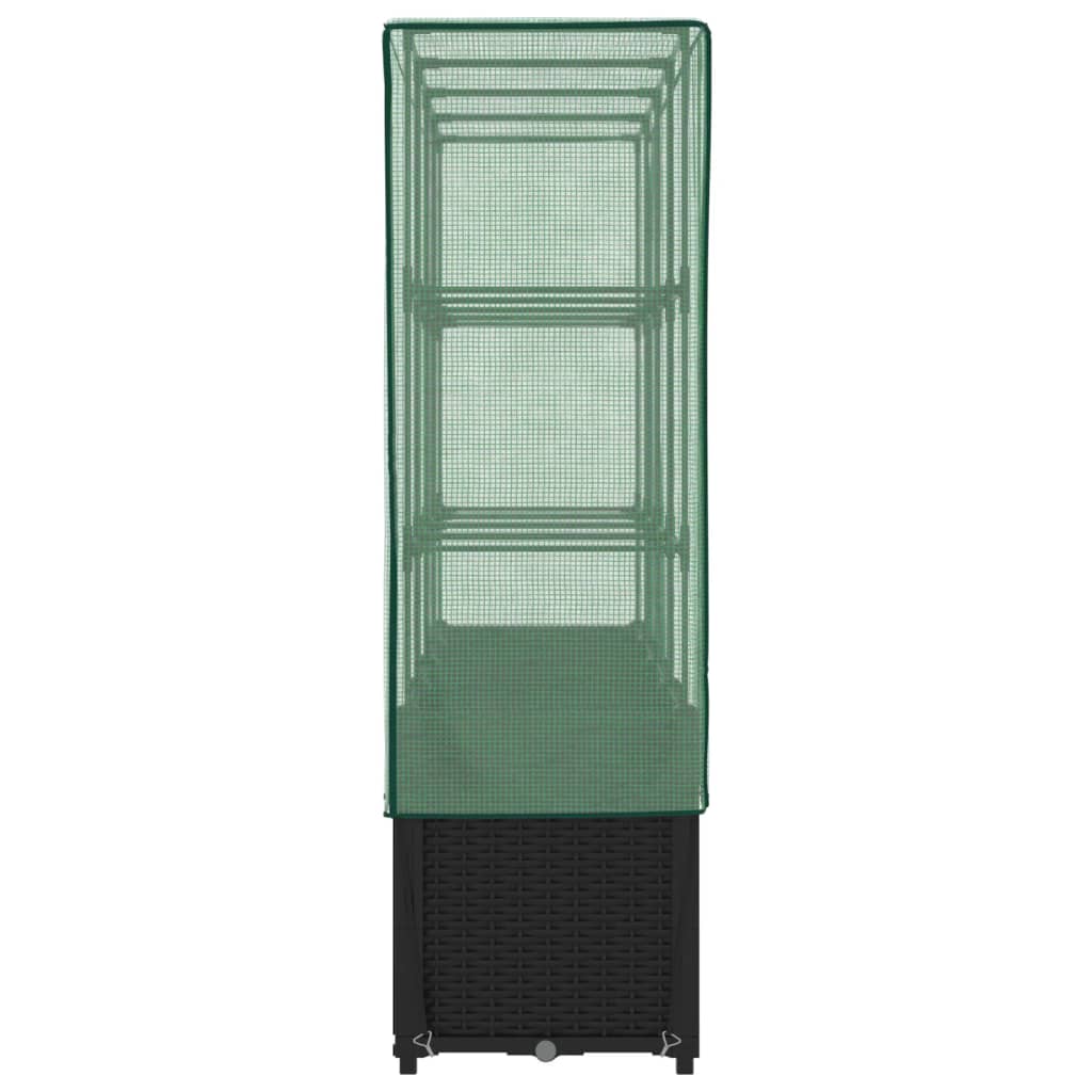 vidaXL Hochbeet mit Gewächshausabdeckung Rattanoptik 160x40x153 cm