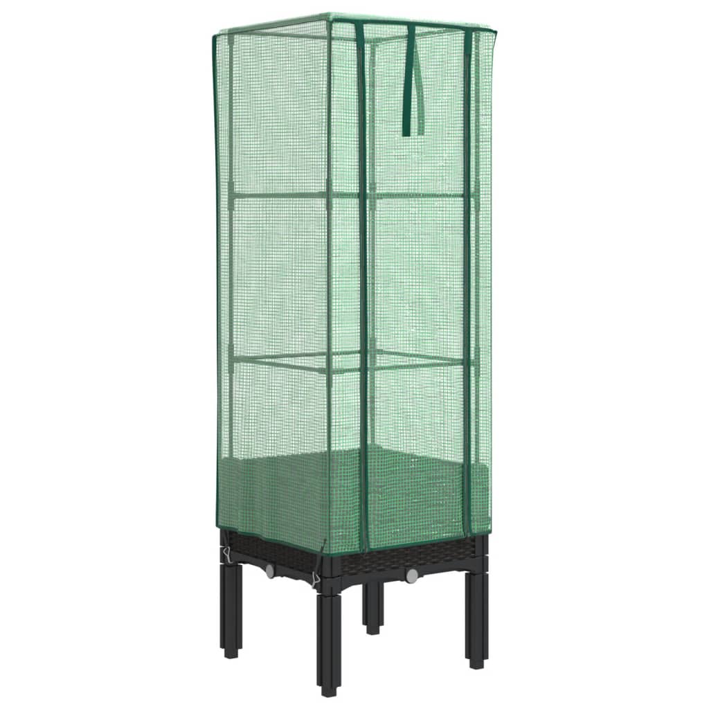 vidaXL Carré potager avec couvercle de serre aspect rotin 40x40x140 cm