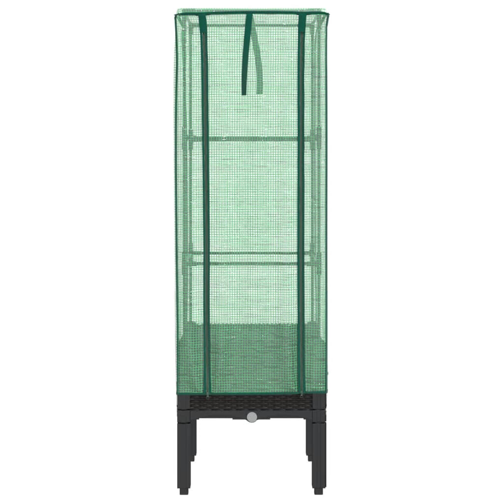vidaXL Carré potager avec couvercle de serre aspect rotin 40x40x140 cm