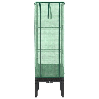 vidaXL Carré potager avec couvercle de serre aspect rotin 40x40x140 cm