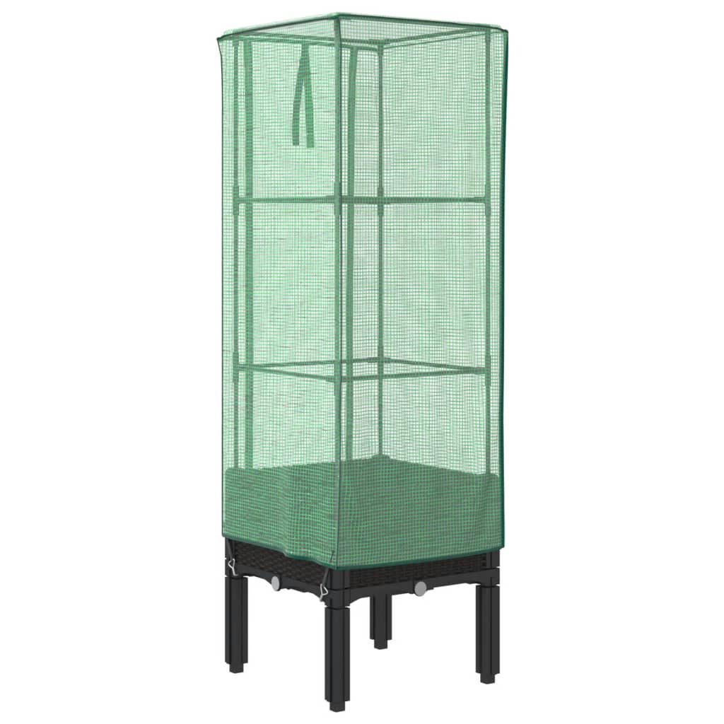 vidaXL Carré potager avec couvercle de serre aspect rotin 40x40x140 cm