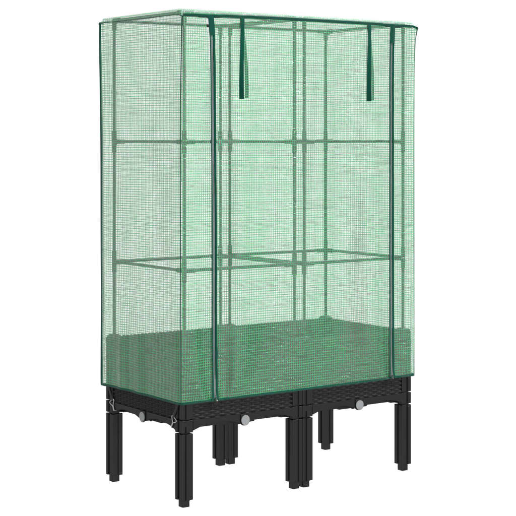 vidaXL Hochbeet mit Gewächshaus-Aufsatz Rattan-Optik 80x40x140 cm