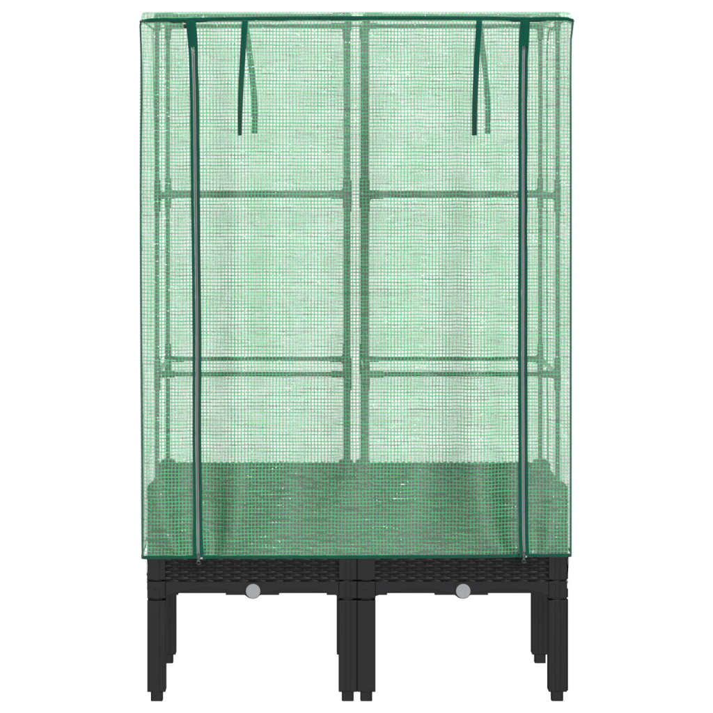 vidaXL Hochbeet mit Gewächshaus-Aufsatz Rattan-Optik 80x40x140 cm