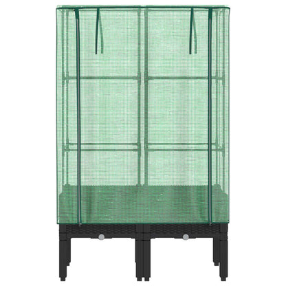 vidaXL Hochbeet mit Gewächshaus-Aufsatz Rattan-Optik 80x40x140 cm