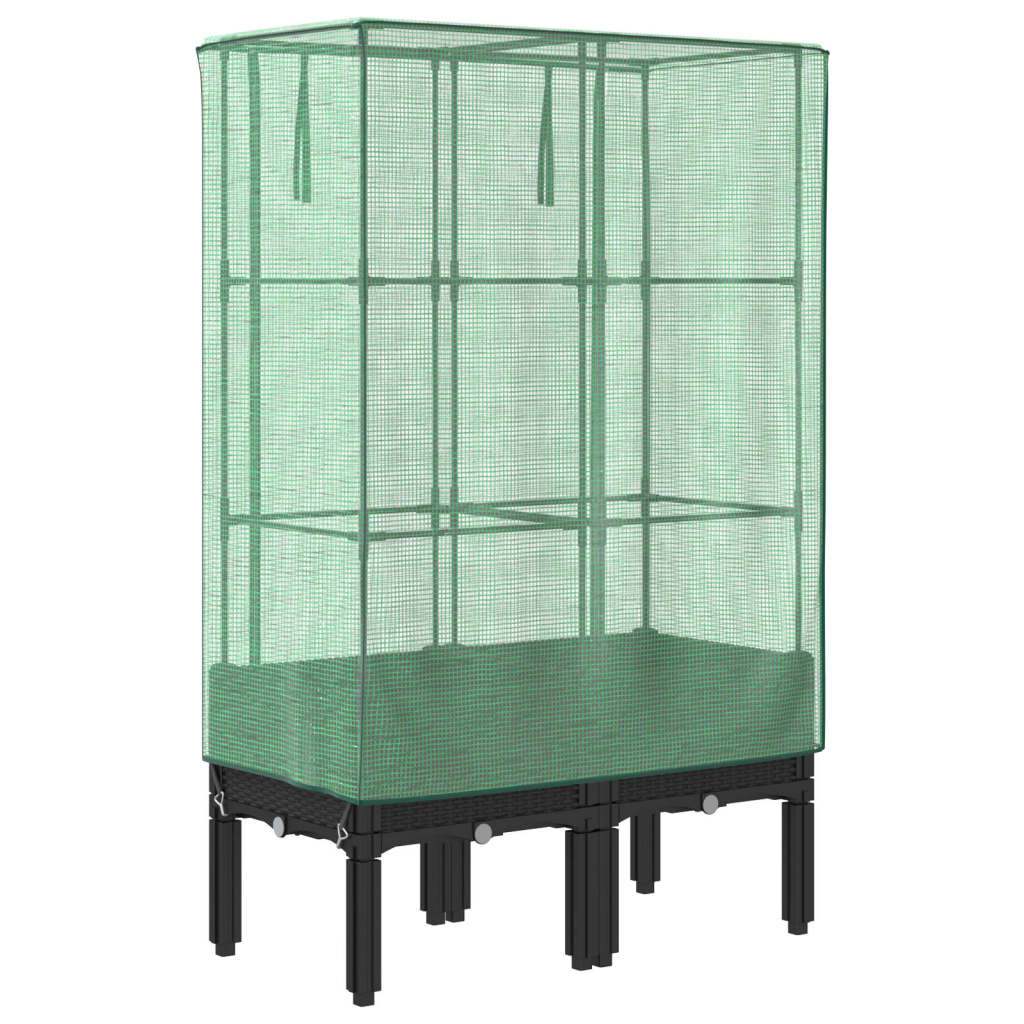 vidaXL Hochbeet mit Gewächshaus-Aufsatz Rattan-Optik 80x40x140 cm