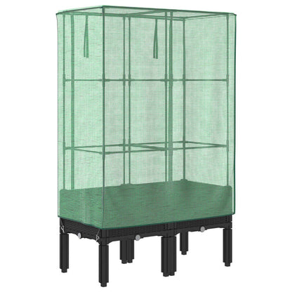 vidaXL Hochbeet mit Gewächshaus-Aufsatz Rattan-Optik 80x40x140 cm