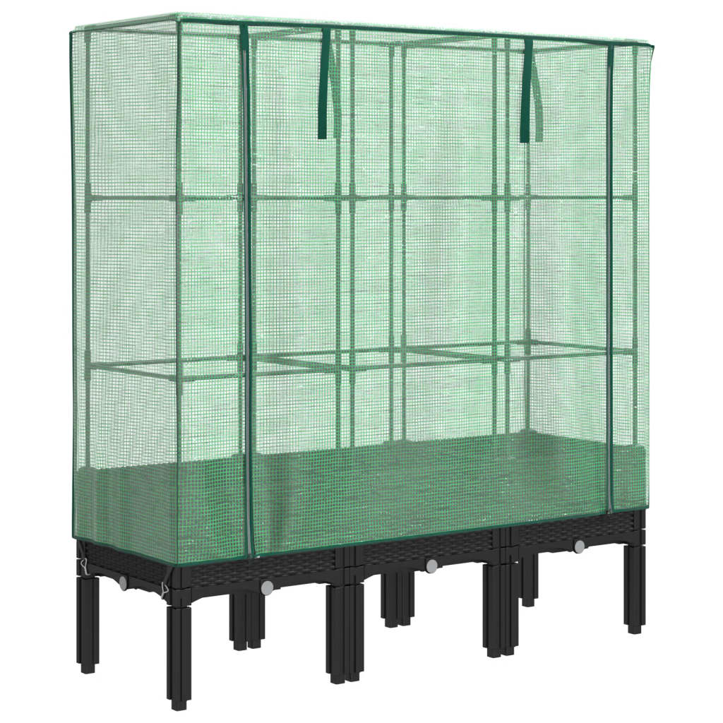 vidaXL Hochbeet mit Gewächshaus-Aufsatz Rattan-Optik 120x40x140 cm
