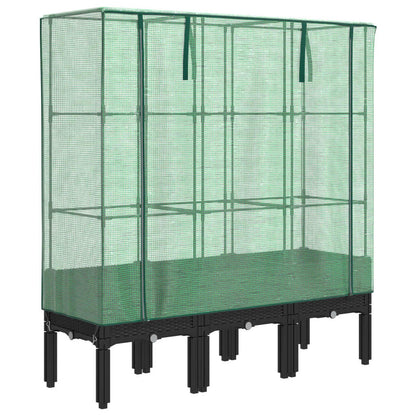 vidaXL Hochbeet mit Gewächshaus-Aufsatz Rattan-Optik 120x40x140 cm