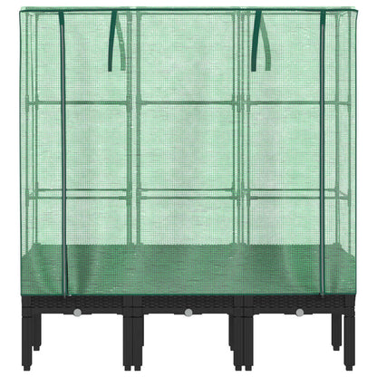 vidaXL Hochbeet mit Gewächshaus-Aufsatz Rattan-Optik 120x40x140 cm