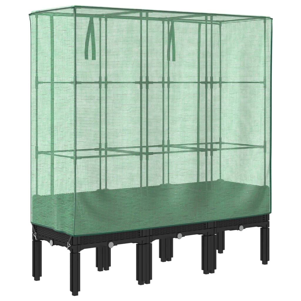 vidaXL Hochbeet mit Gewächshaus-Aufsatz Rattan-Optik 120x40x140 cm